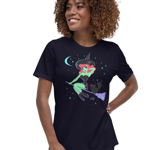 Fluff Black Tee with Witch Design - Picture 2 of 4